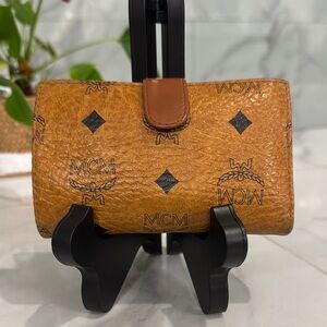 MCM Tan and Black Leather Wallet